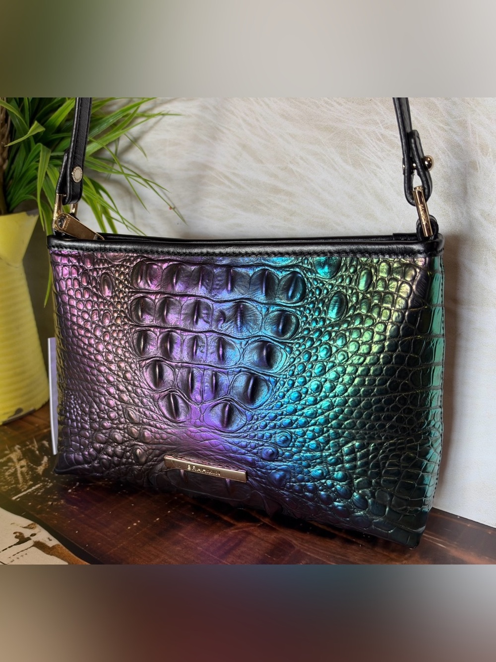 FIRM >>> BRAHMIN LORELEI MULTI LABYRINTH Metallic Ombre leather shoulder Bag NWT - Picture 4 of 12